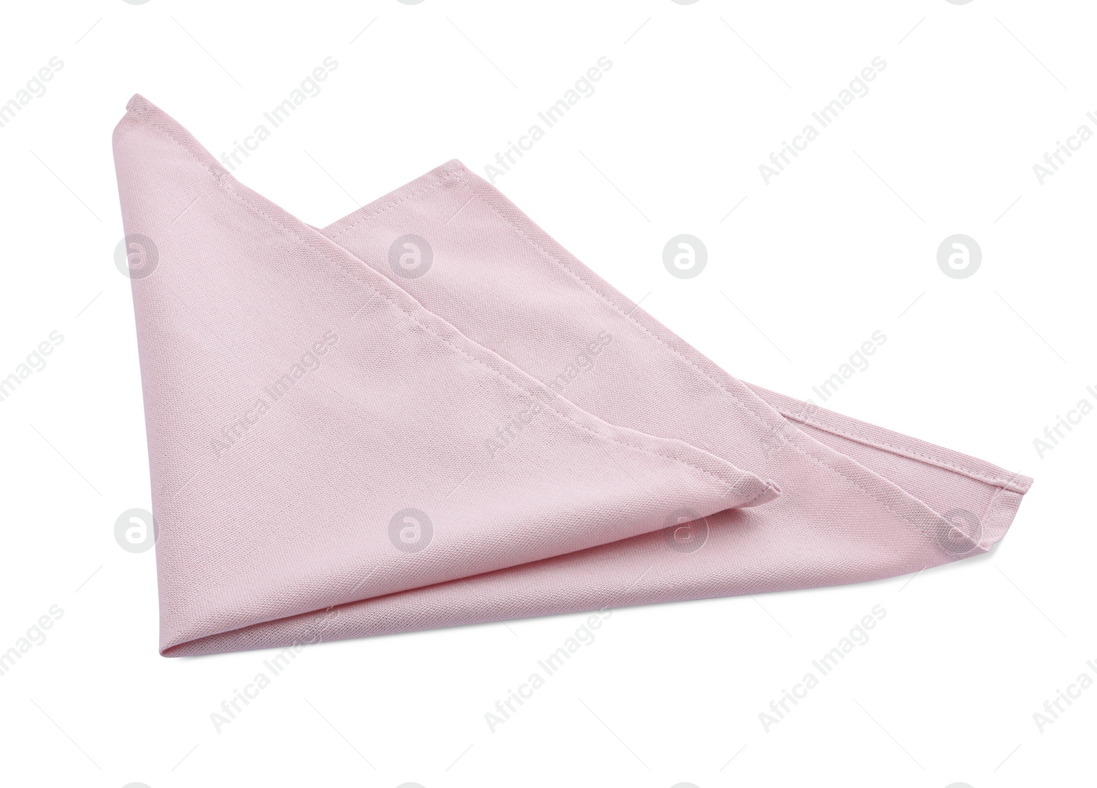 Photo of One pink kitchen napkin isolated on white