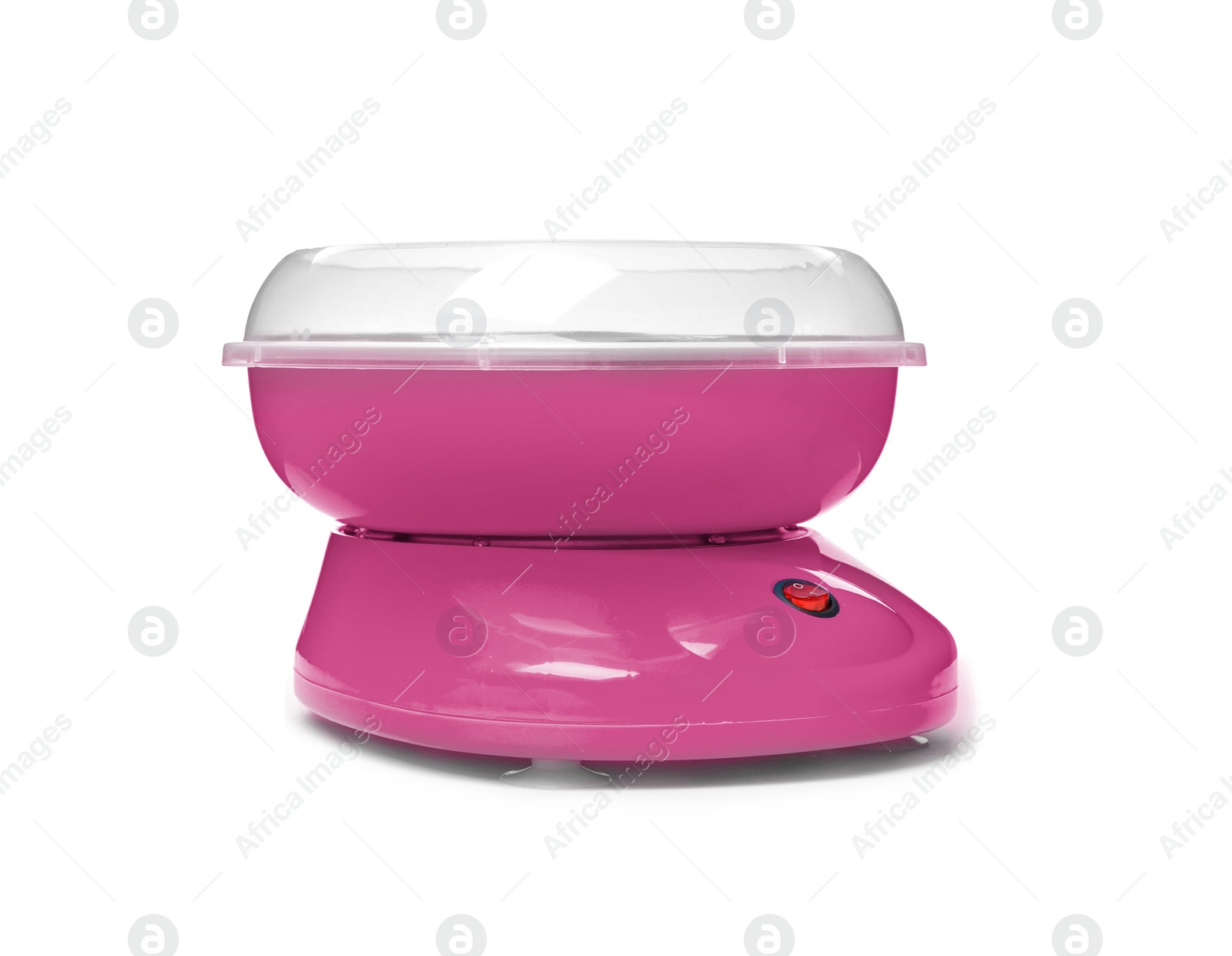 Photo of Bright candy cotton machine on white background