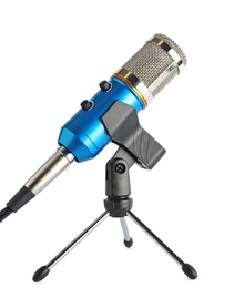 Condenser microphone with holder on white background