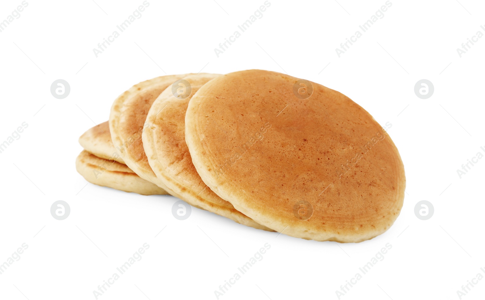 Photo of Fresh pancakes isolated on white. Tasty breakfast