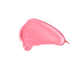 Stroke of pink lip gloss isolated on white, top view