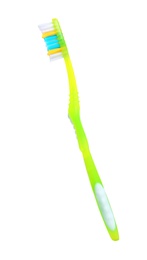 Photo of Manual toothbrush on white background. Dental care