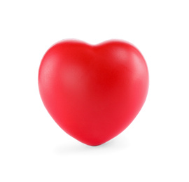 Photo of Bright red shape of heart isolated on white