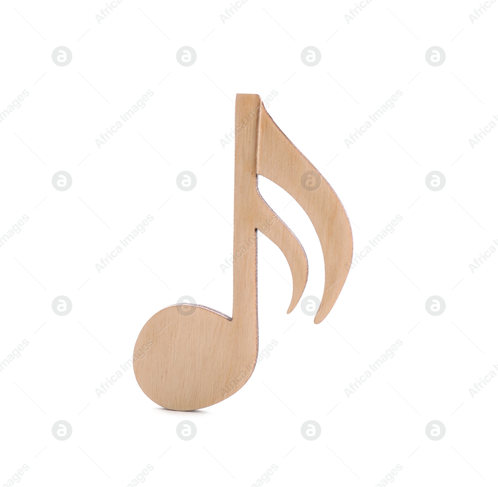 Photo of Wooden music note figure isolated on white