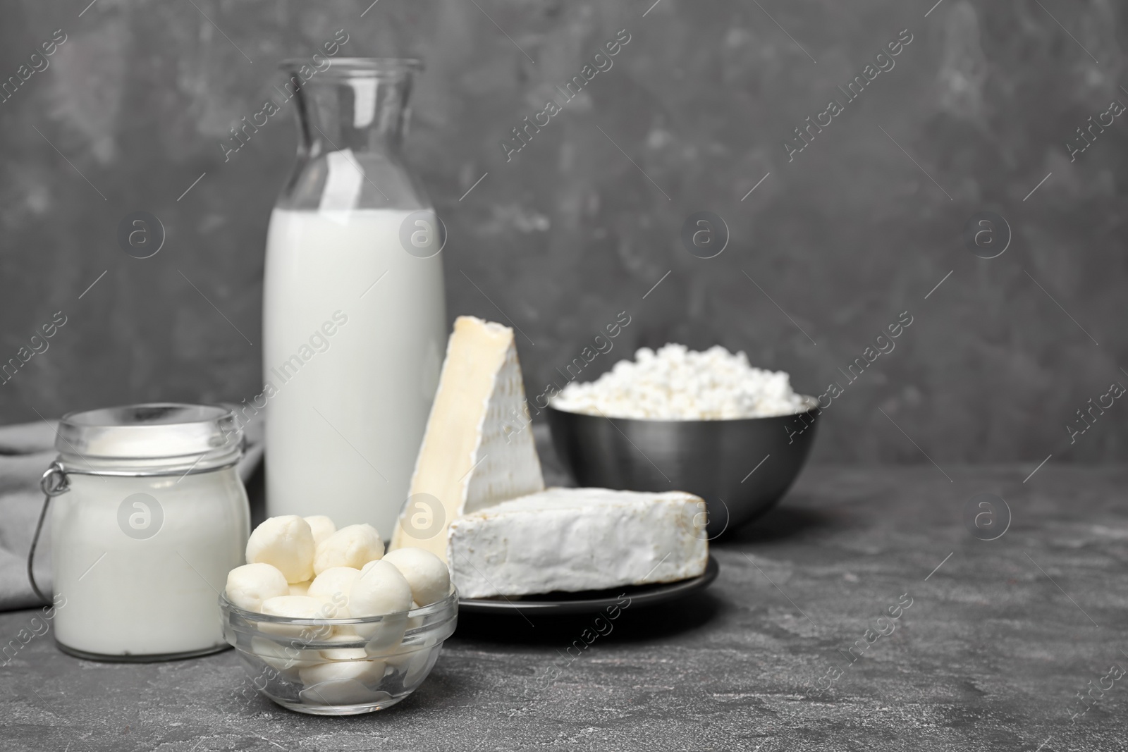 Photo of Different fresh dairy products on table