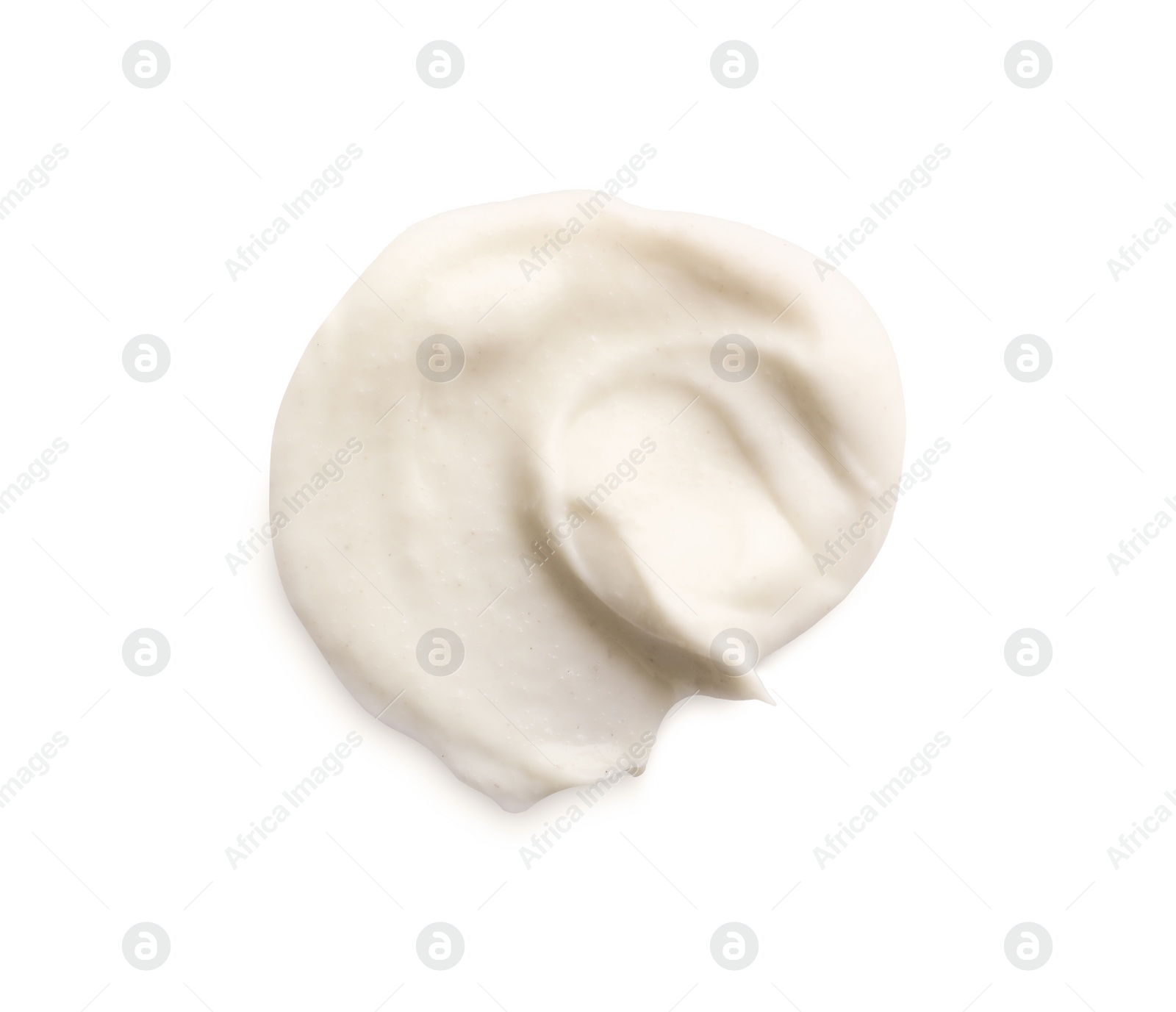 Photo of Sample of facial cream isolated on white, top view