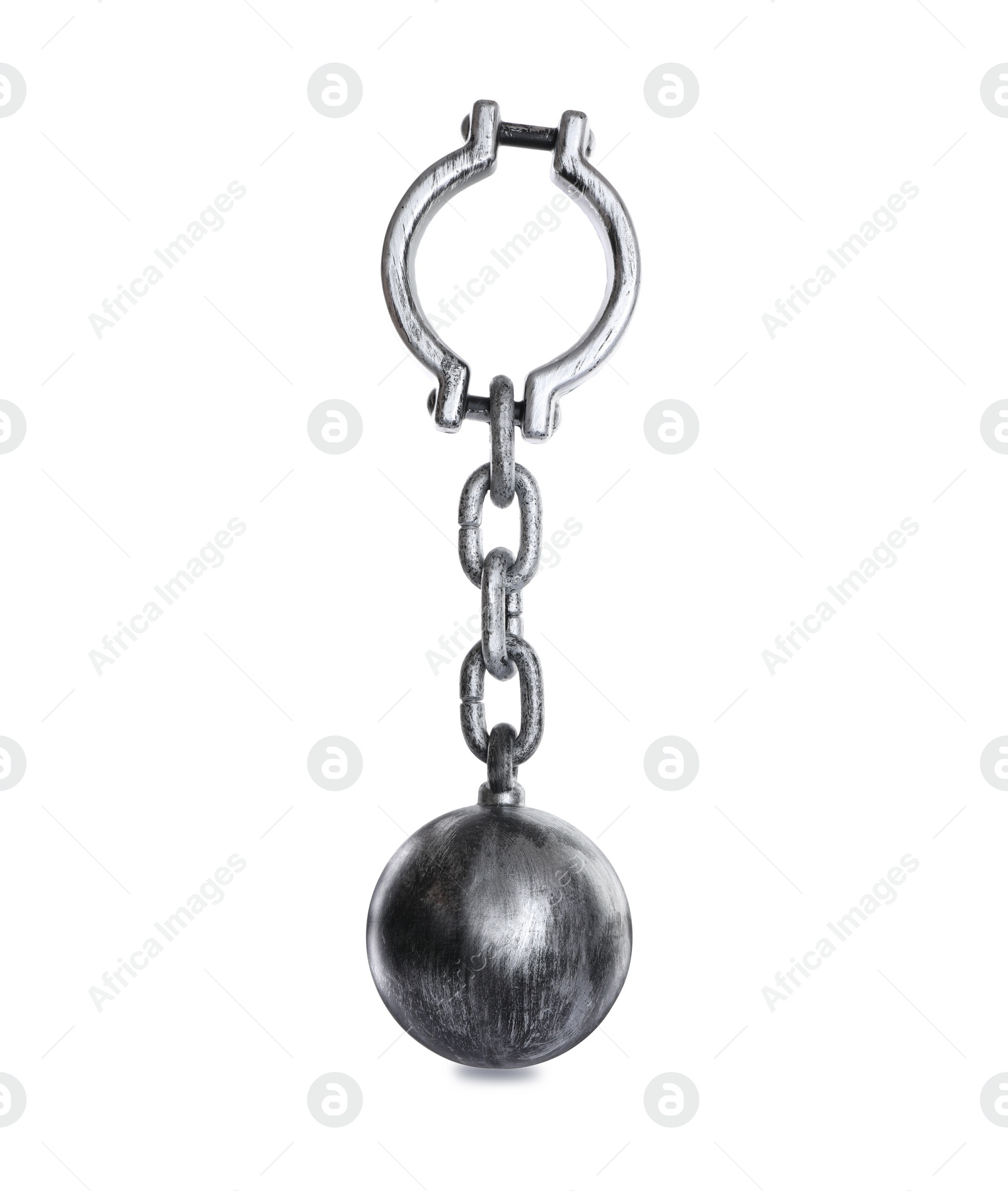 Photo of Prisoner ball with chain on white background