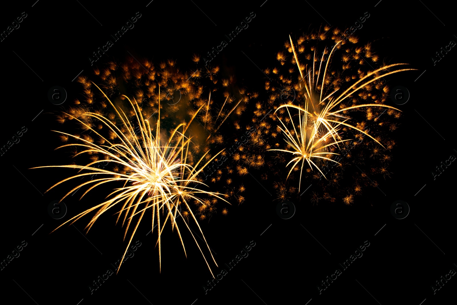 Image of Beautiful bright fireworks lighting up night sky