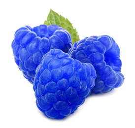 Image of Fresh tasty blue raspberries on white background