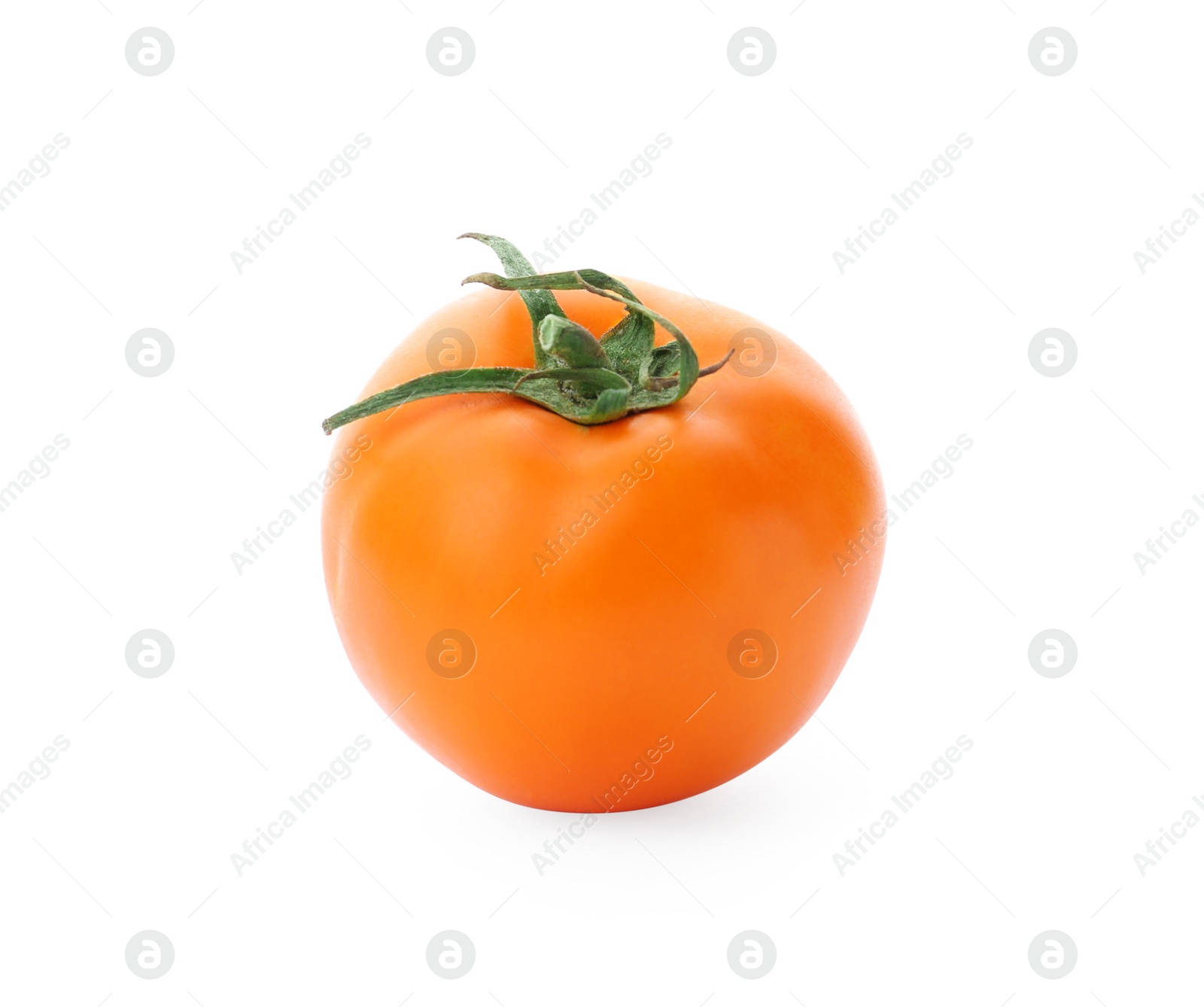 Photo of Delicious ripe orange tomato on white background