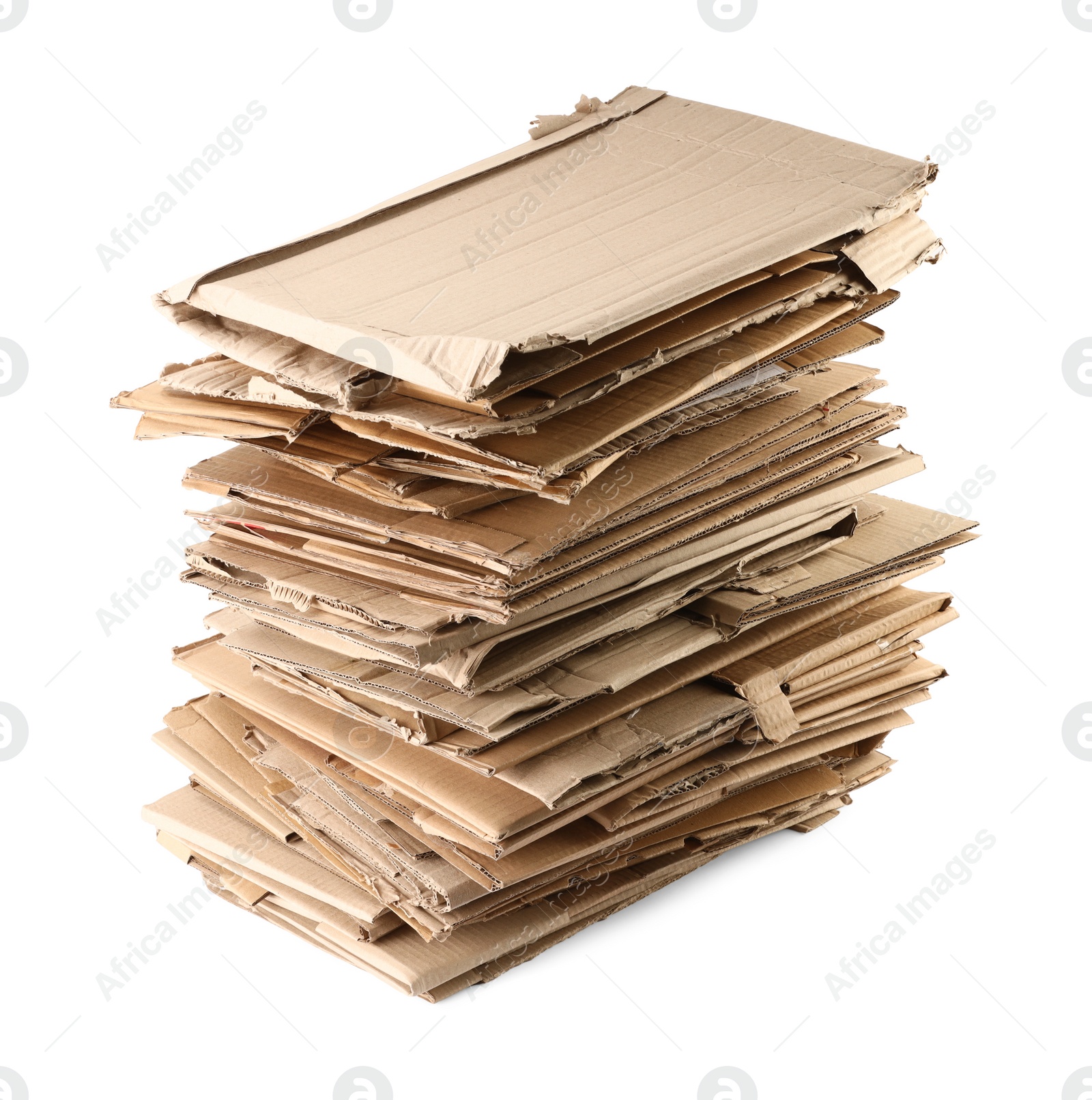 Photo of Stack of cardboard pieces isolated on white