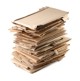 Photo of Stack of cardboard pieces isolated on white