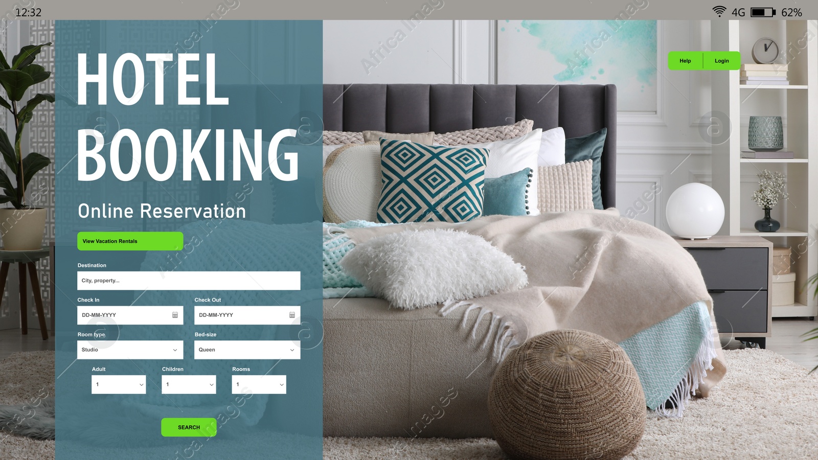 Image of Online hotel booking website interface with information