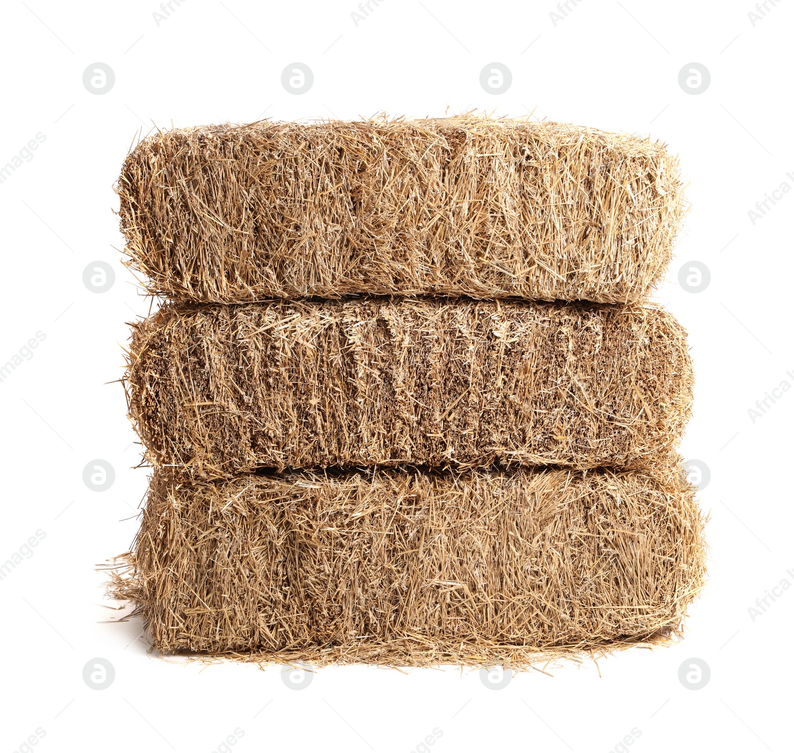 Photo of Bales of dried straw isolated on white