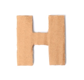 Photo of Letter H made of cardboard on white background