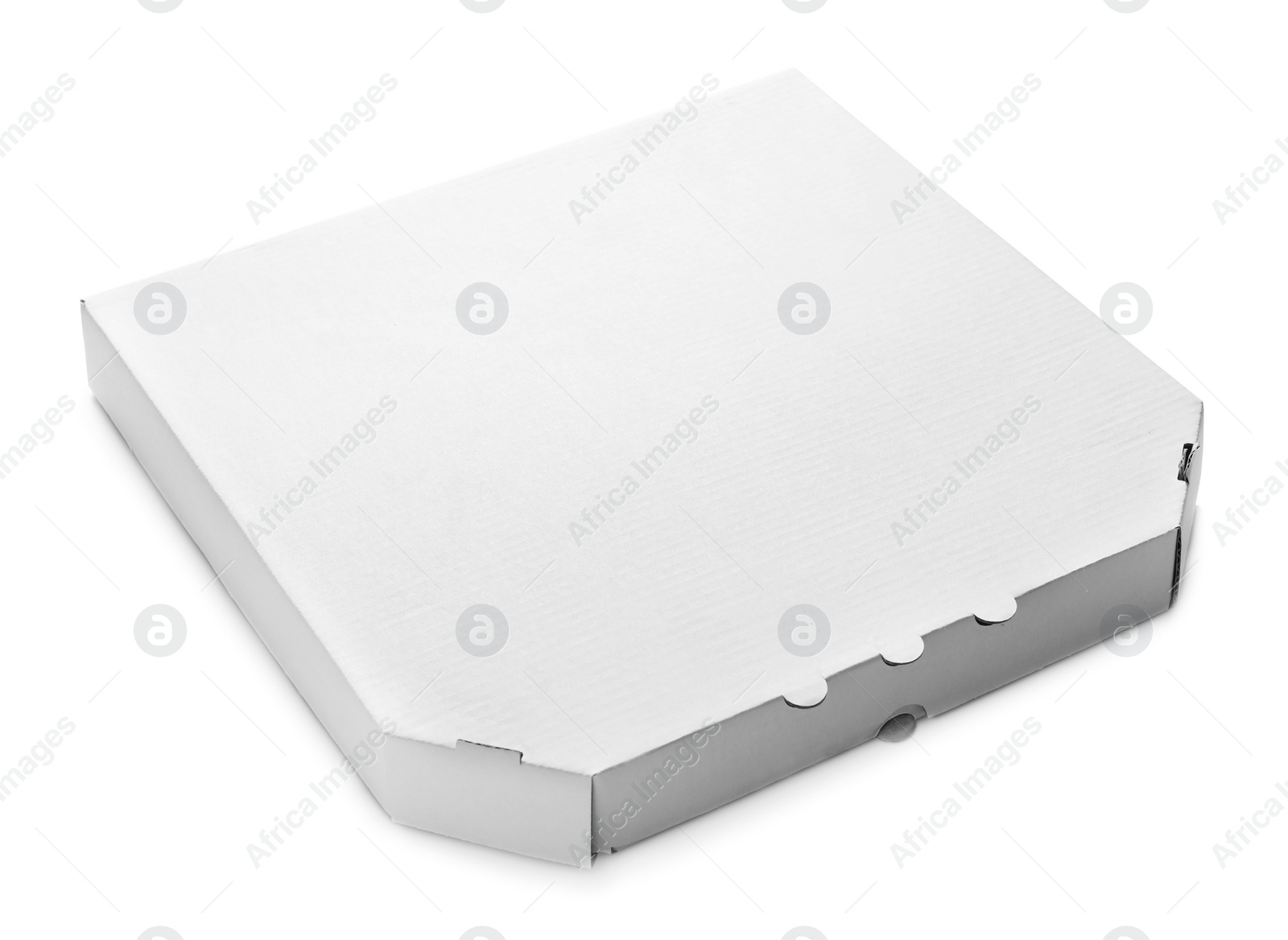 Photo of Mockup of cardboard pizza box on white background