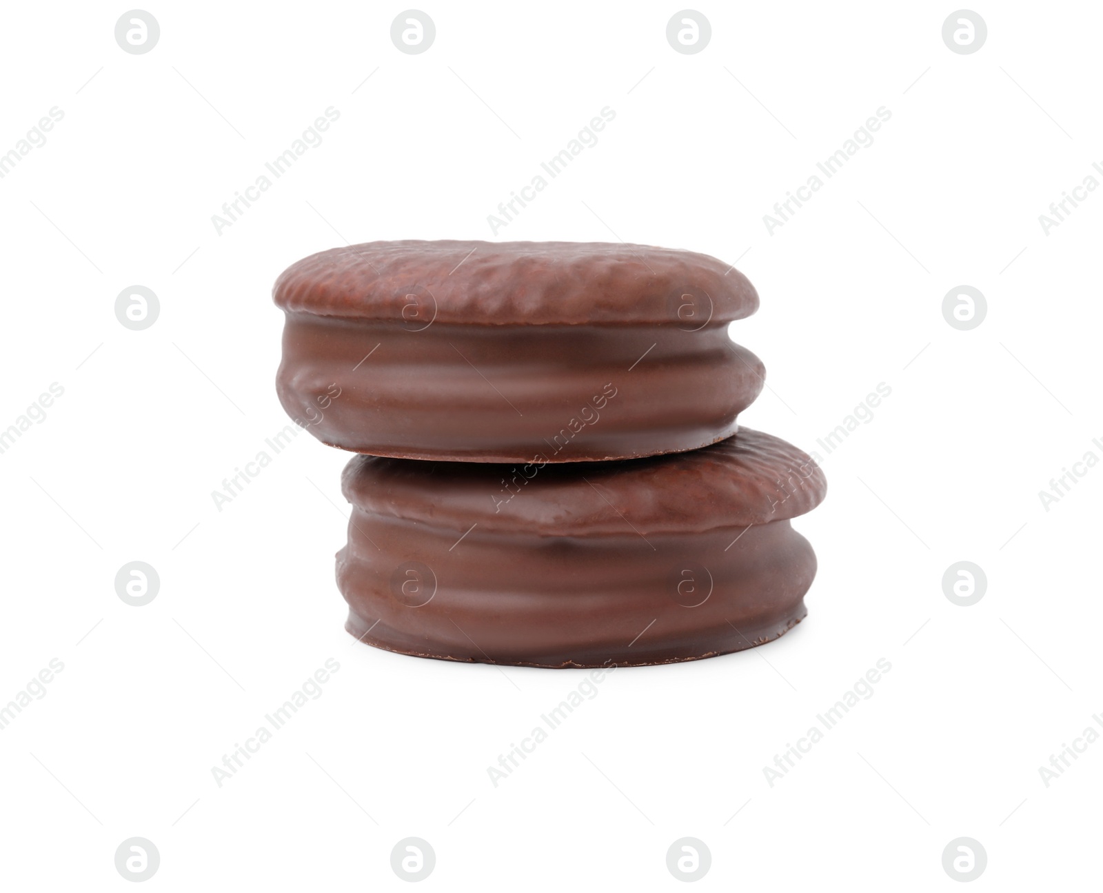 Photo of Two tasty choco pies isolated on white