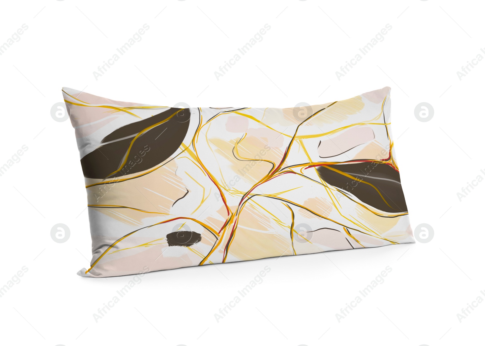 Image of Soft pillow with stylish abstract print isolated on white