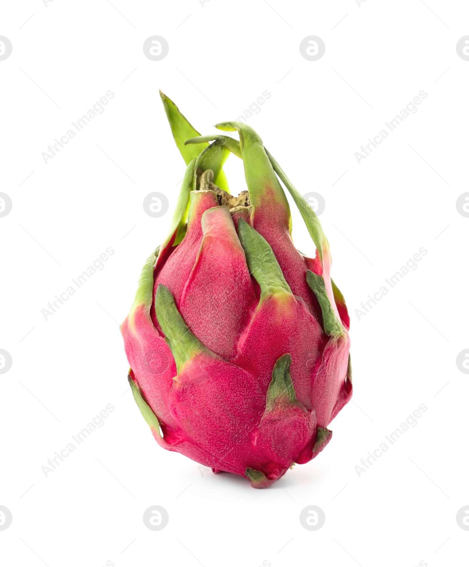 Photo of Delicious pink dragon fruit (pitahaya) isolated on white