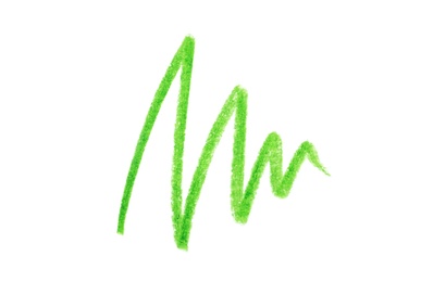 Green pencil scribble on white background, top view