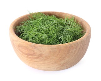 Bowl of fresh dill isolated on white