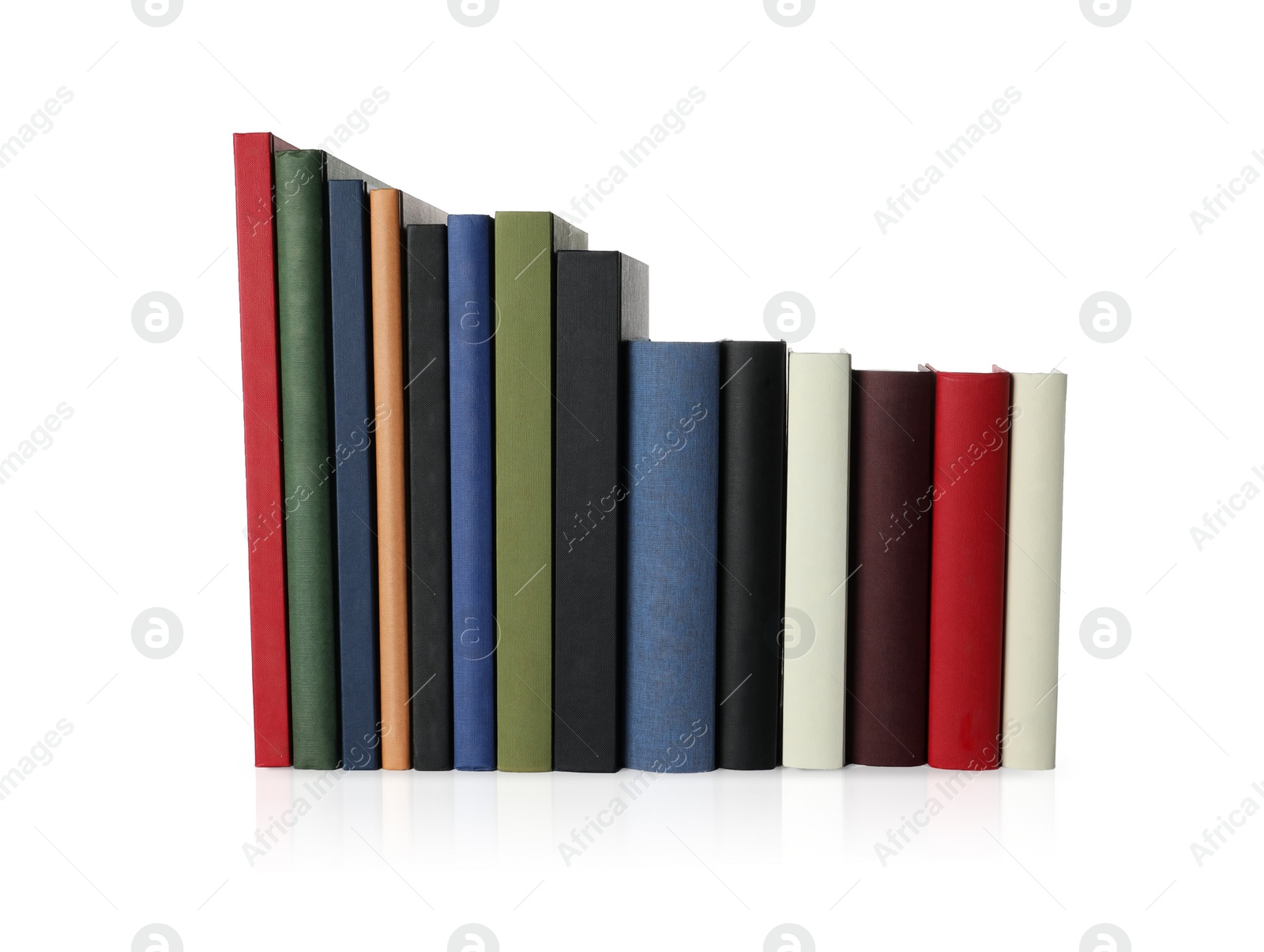 Photo of Stack of hardcover books on white background