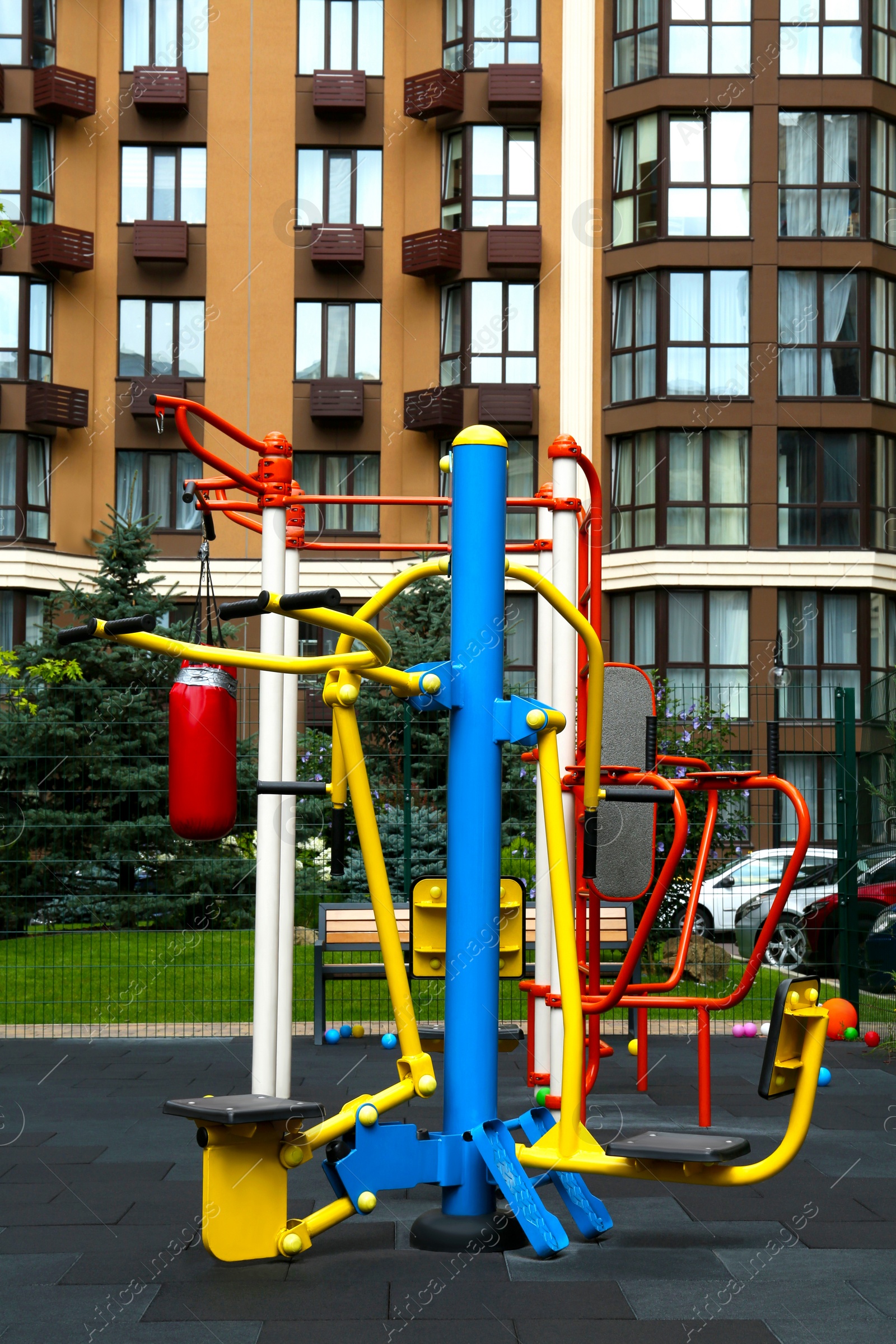 Photo of Empty outdoor children's playground in residential area