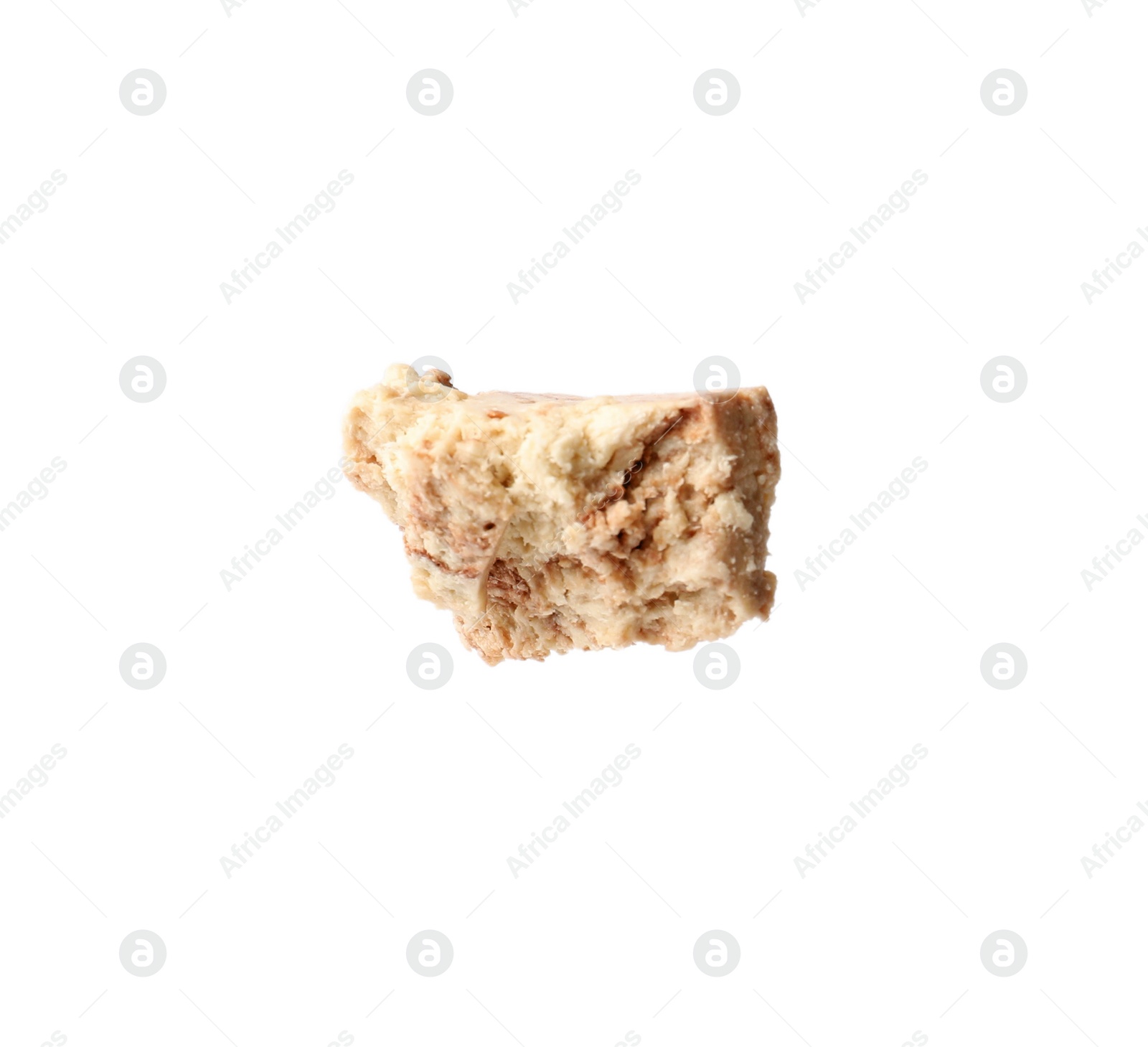 Photo of One piece of tasty chocolate halva isolated on white