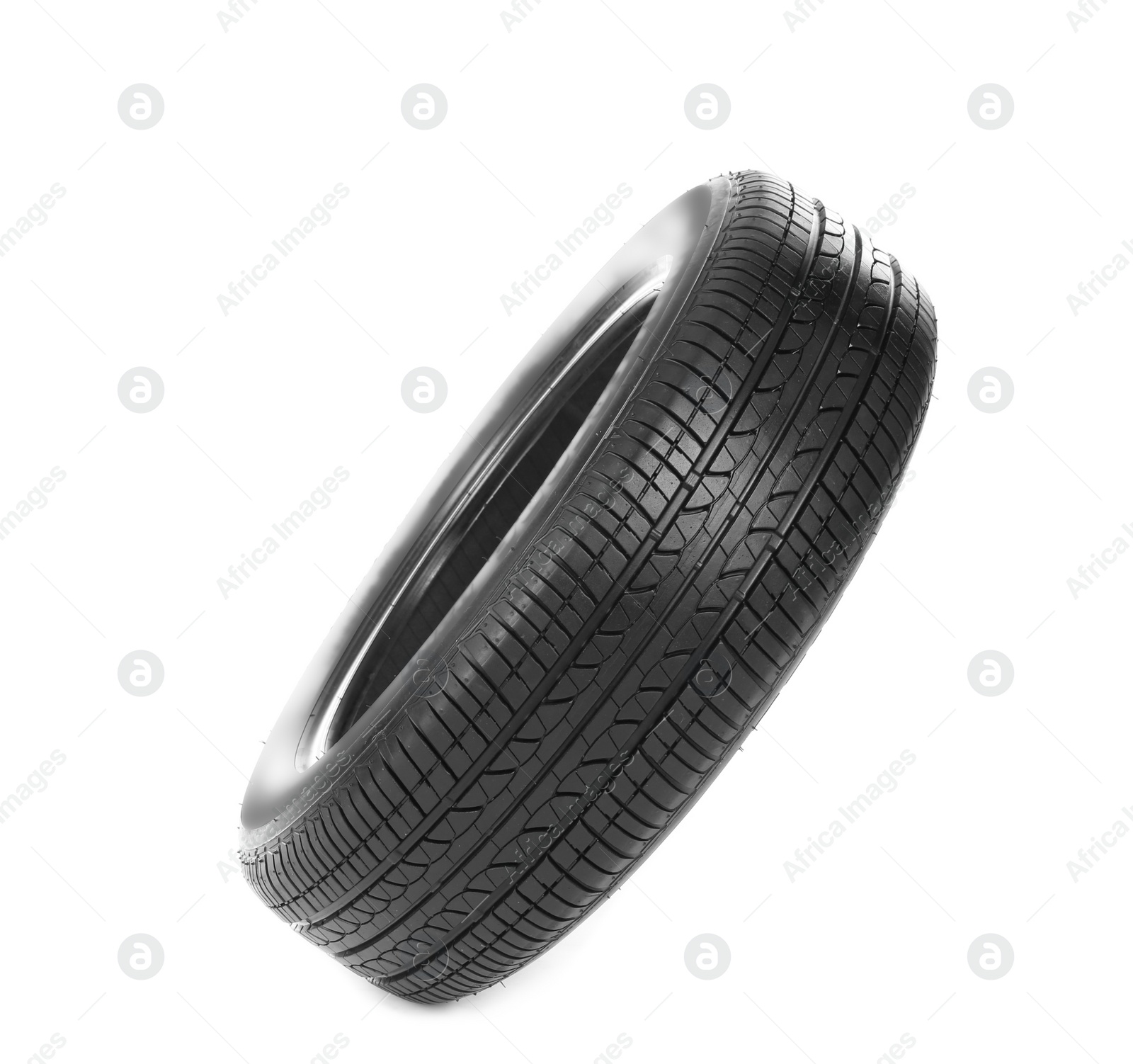 Photo of Car tire on white background