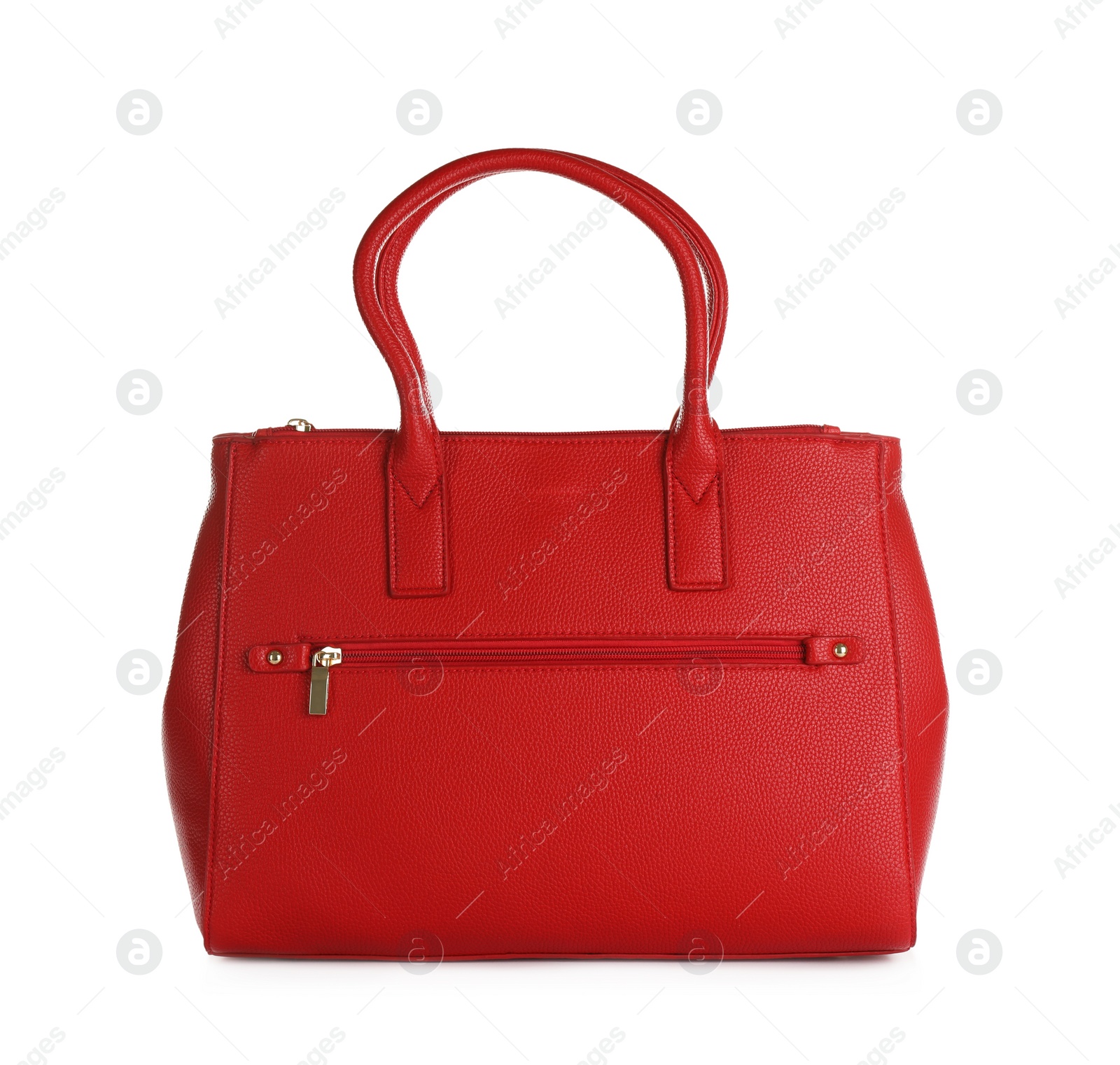 Photo of Red leather women's bag isolated on white