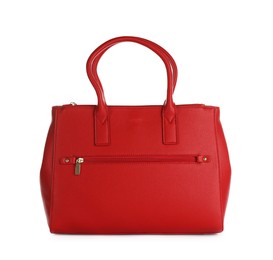 Red leather women's bag isolated on white