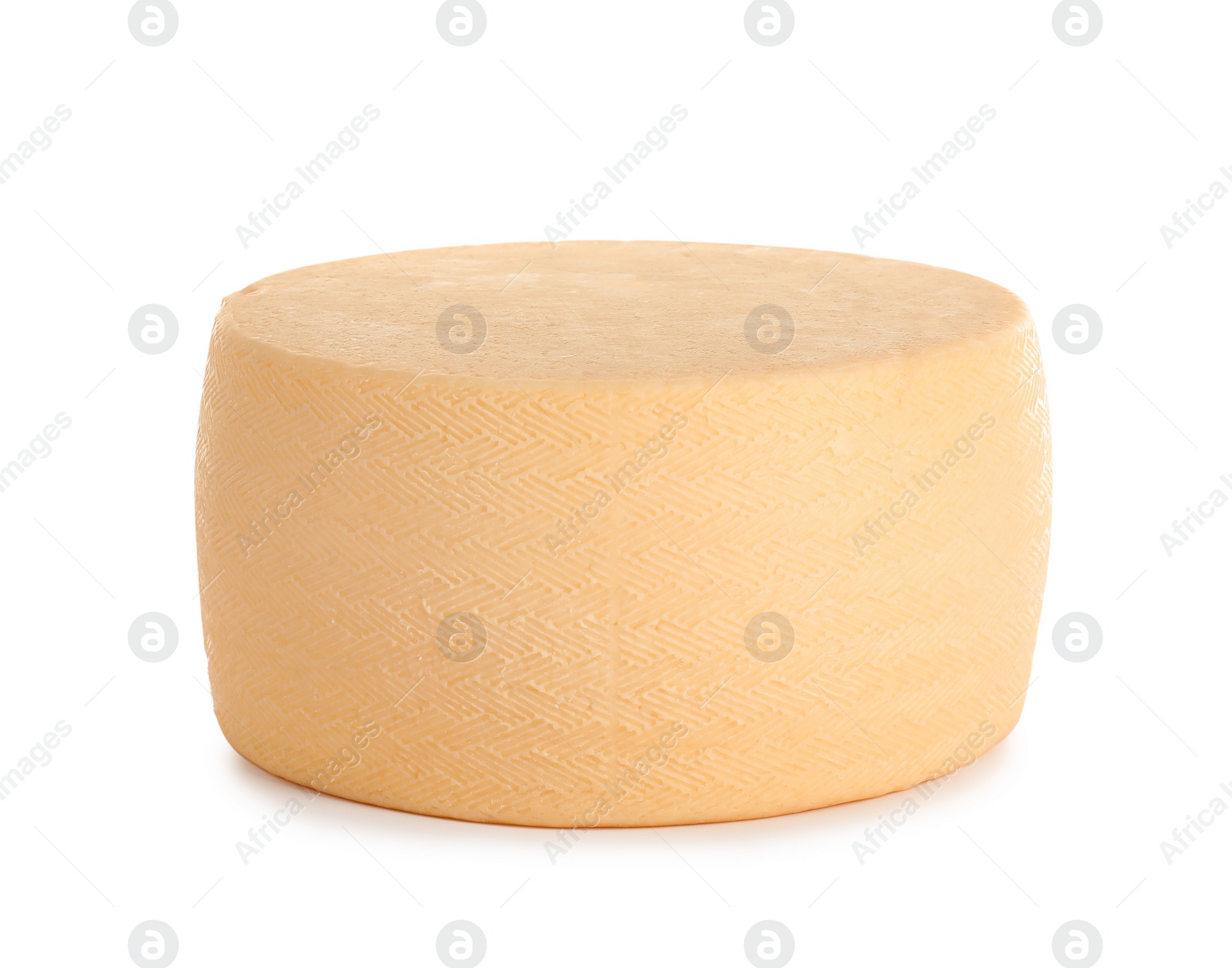 Photo of Head of tasty fresh cheese on white background