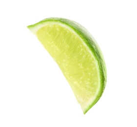 Photo of Slice of fresh lime on white background