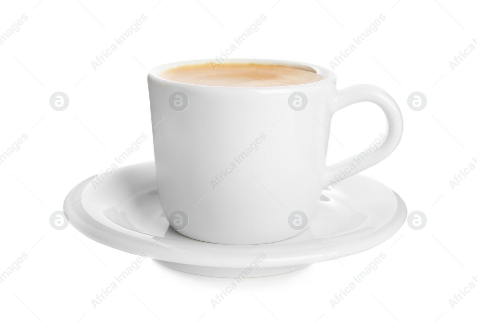Photo of Cup of tasty coffee isolated on white
