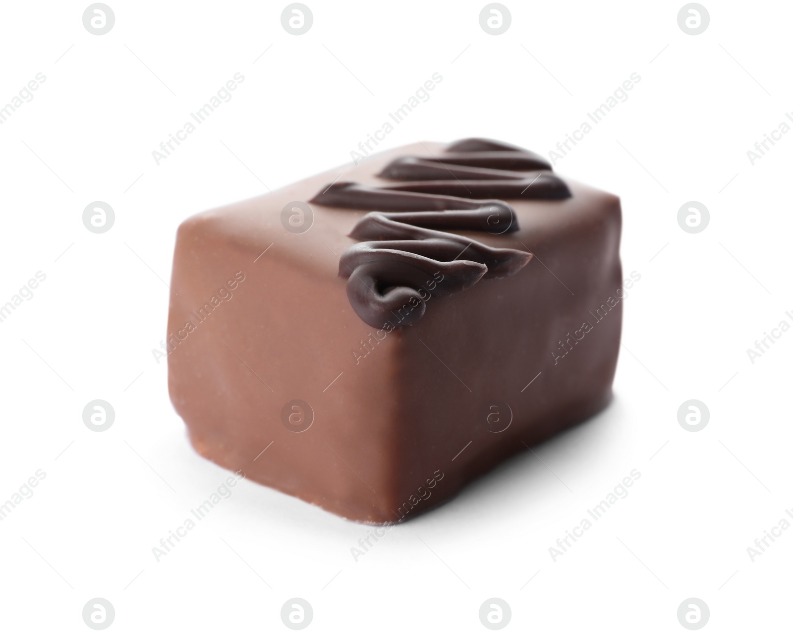 Photo of Delicious milk chocolate candy isolated on white