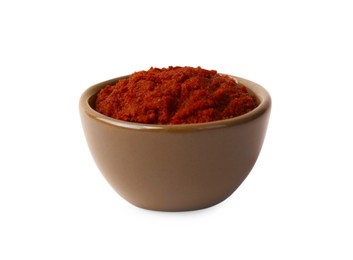 Tasty curry paste in bowl isolated on white