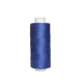 Photo of Spool of blue sewing thread isolated on white