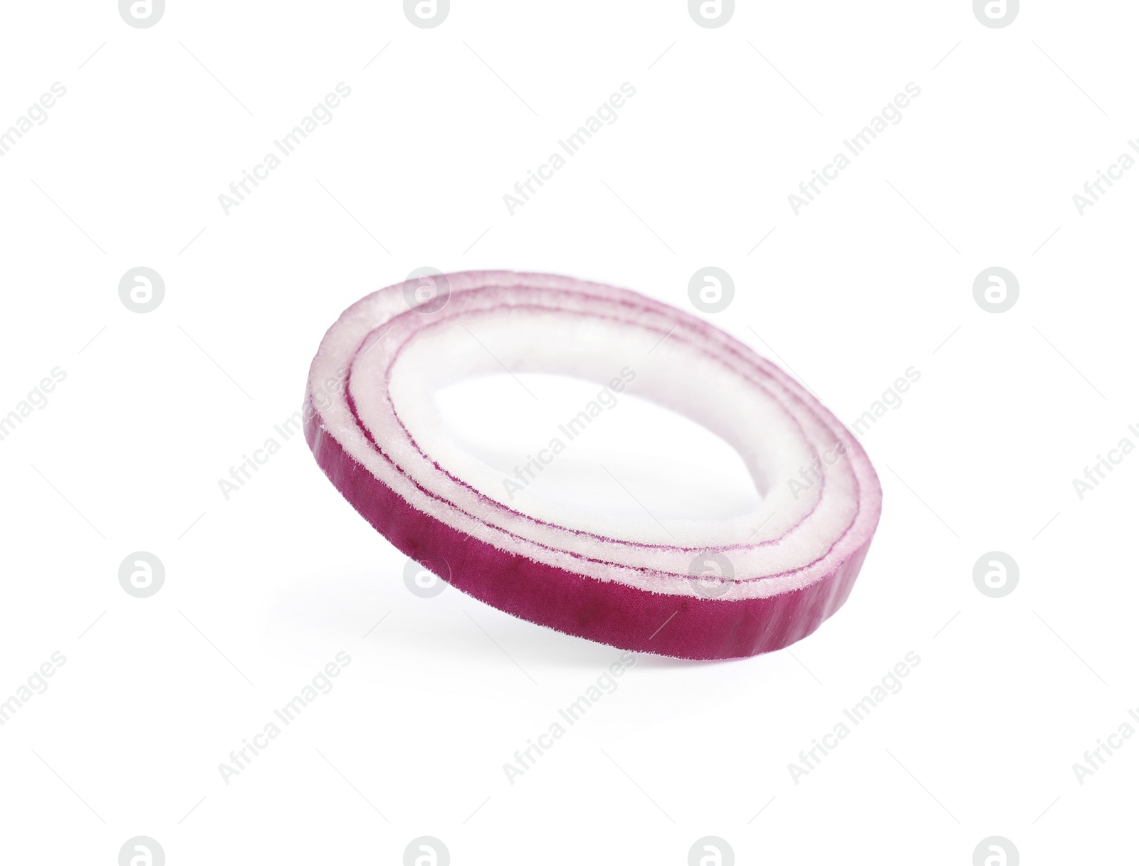 Photo of Sliced red onion ring on white background