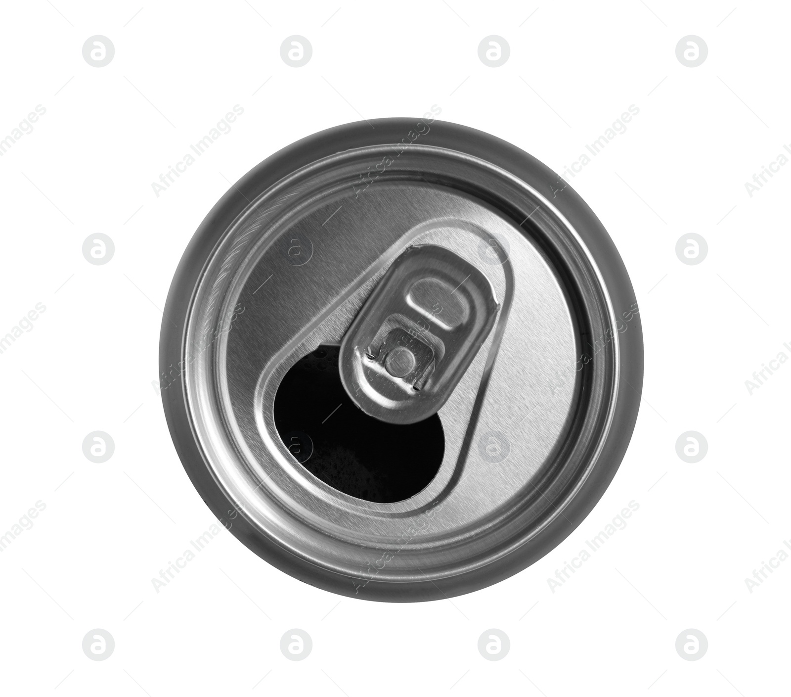 Photo of Aluminium can isolated on white, top view