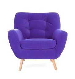 One comfortable blue violet armchair isolated on white