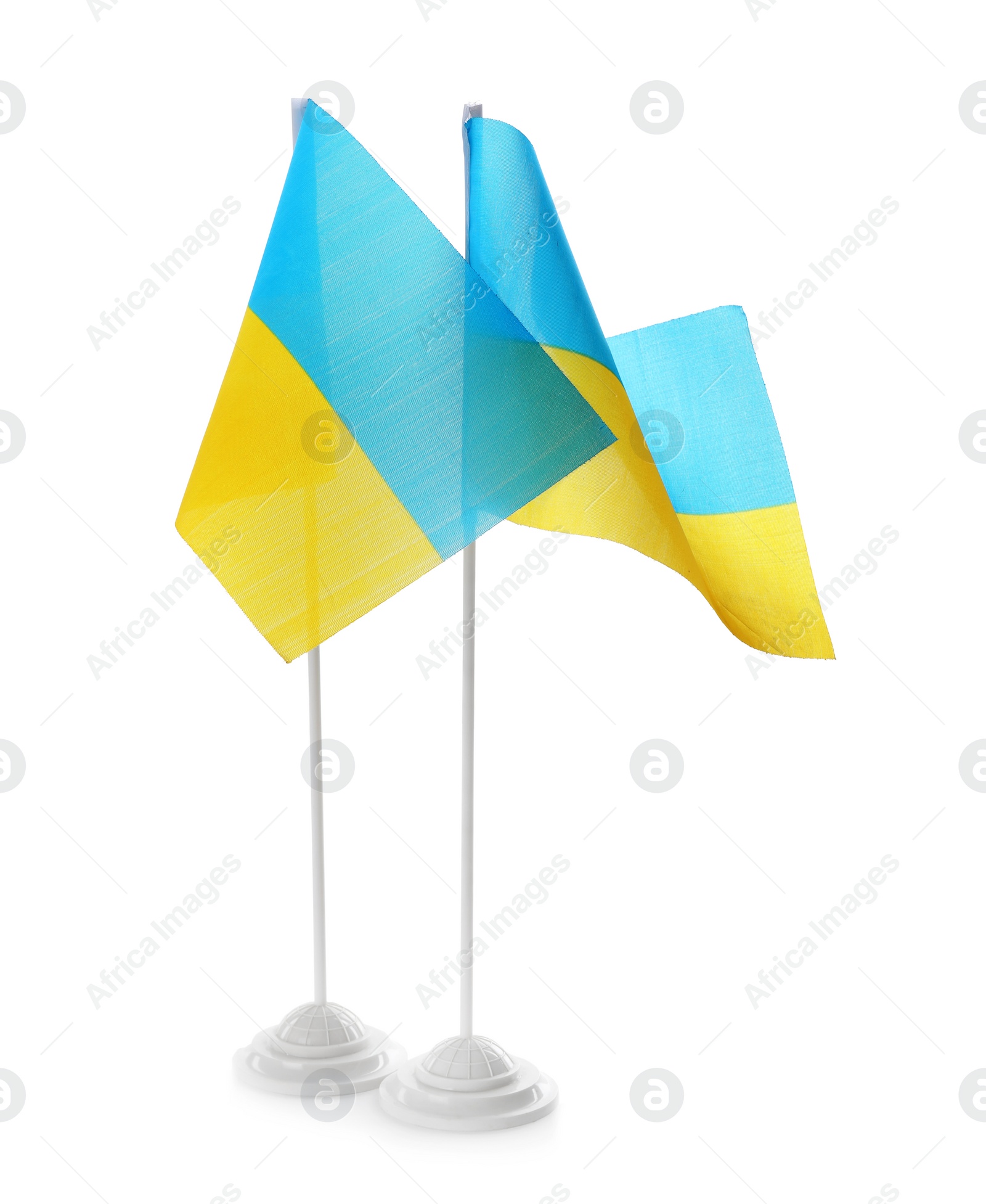 Photo of National flags of Ukraine isolated on white