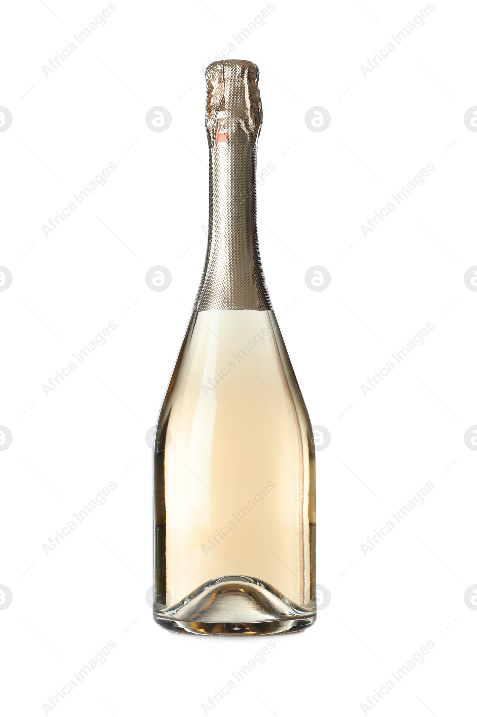 Photo of Bottle of sparkling wine isolated on white