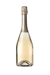 Photo of Bottle of sparkling wine isolated on white