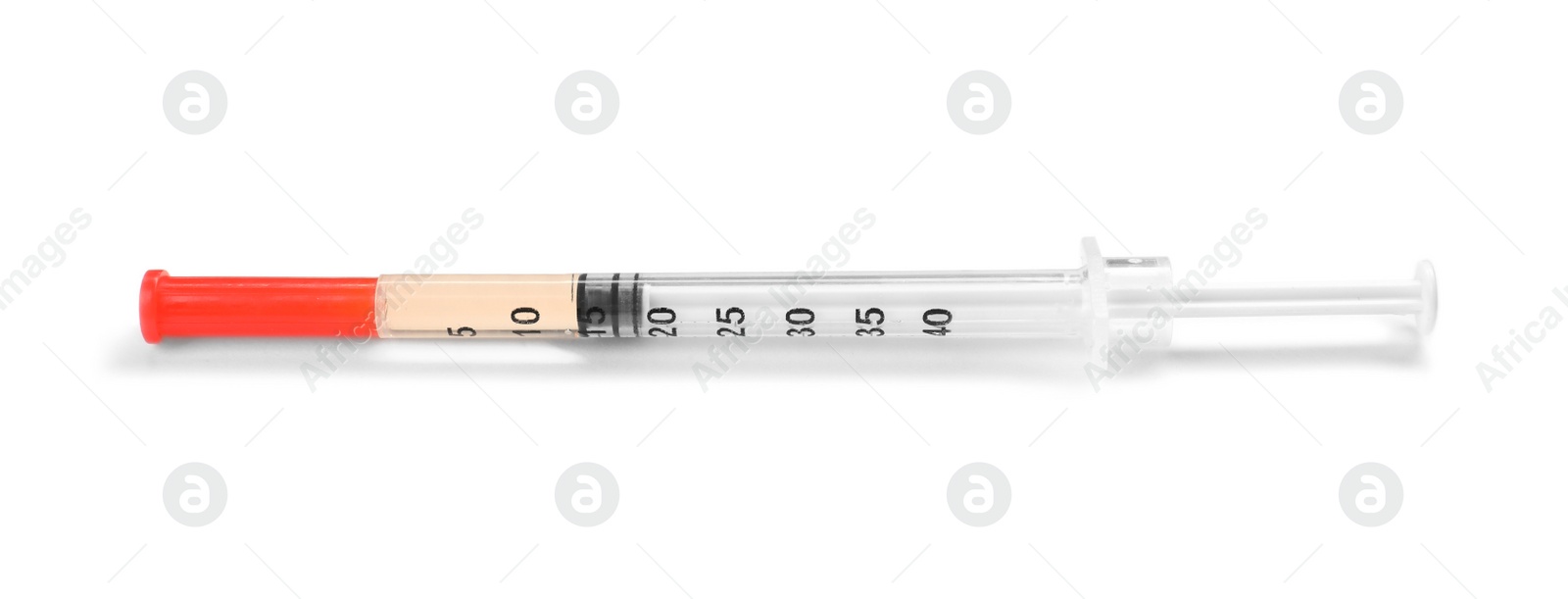 Photo of Syringe on white background. Medical treatment