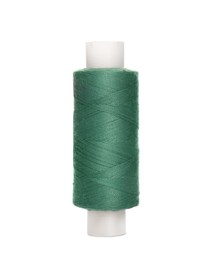 Spool of green sewing thread isolated on white