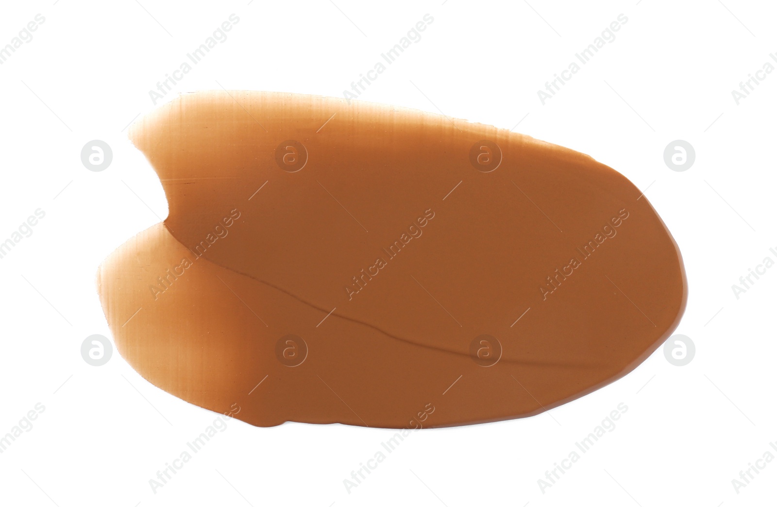 Photo of Brown paint sample on white background, top view