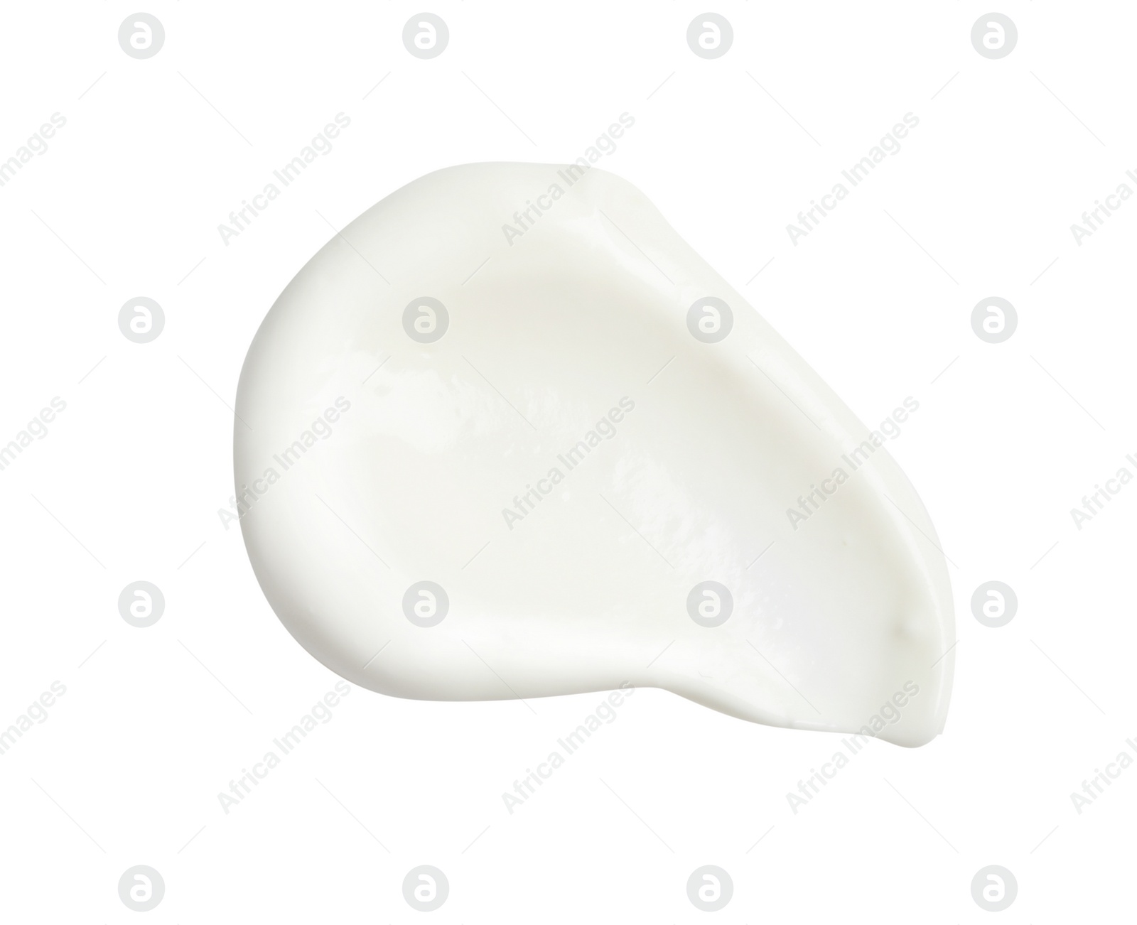 Photo of Sample of creamy yogurt on white background