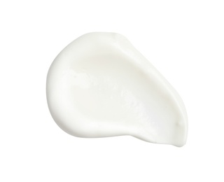 Sample of creamy yogurt on white background