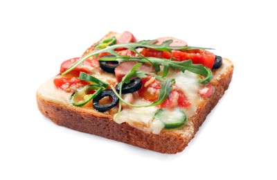 One tasty pizza toast isolated on white