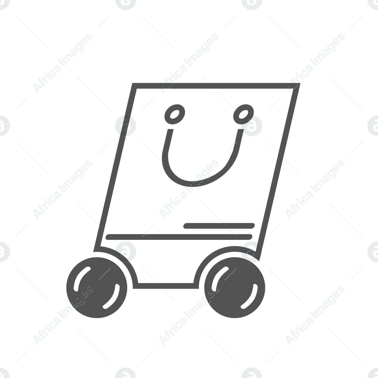 Illustration of Shopping bag on wheels. Illustration on white background. Delivery service